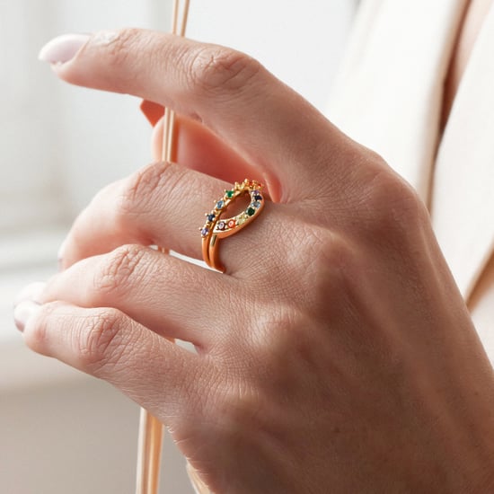 18ct Gold Plated Rainbow Stacking Ring Set - Image 4