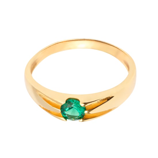 18ct Gold Plated Sterling Silver Large Emerald Cubic Zirconia Stone Vintage Style Ring - Image 2