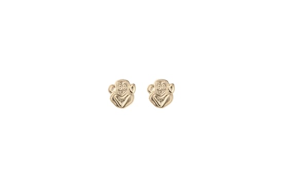 9ct Yellow Gold Monkey Children's Stud Earrings - Novelty Gift Box Included - Image 2