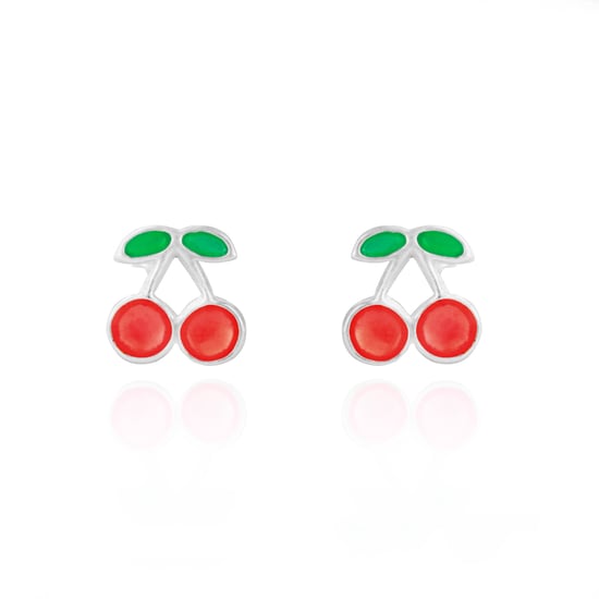 Sterling Silver Pink Enamel Cherry Children's Stud Earrings - Image 2