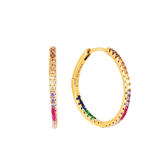 18ct Gold Plate Rainbow CZ Large Hoops - Image 3