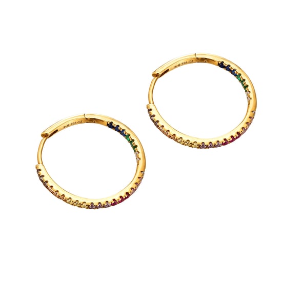 18ct Gold Plate Rainbow CZ Large Hoops - Image 4
