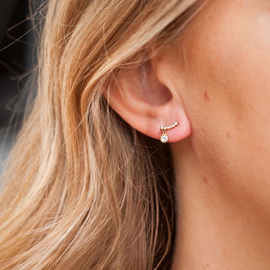 18ct Yellow Gold Plated Sterling Silver White Cubic Zirconia Charm Climber Stud Earrings - Image 4