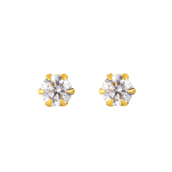 18ct Gold Plated Sterling Silver 3mm White Cubic Zirconia Stud Earrings - Image 2