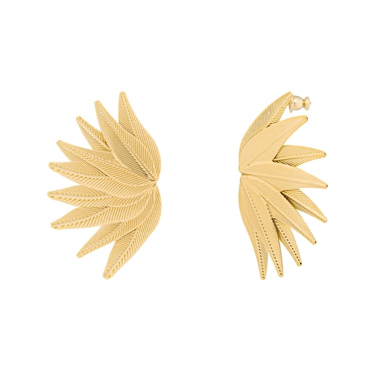 Gold Plated Statement Floral Stud Earrings - Image 1