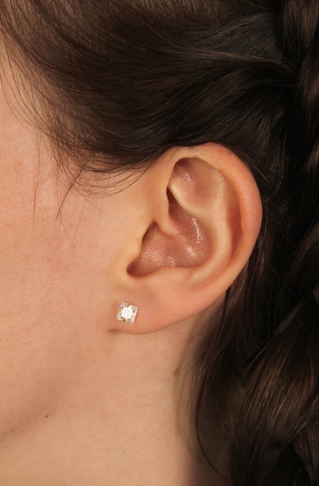 9ct Yellow Gold Plated Sterling Silver 5mm Princess Cut Cubic Zirconia Stud Earrings - Image 3