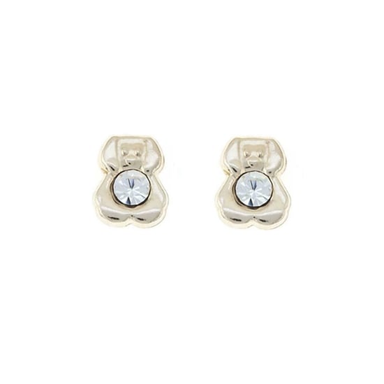 9ct Yellow Gold Puppy Dog White Crystal Everyday Stud Earrings - Image 1
