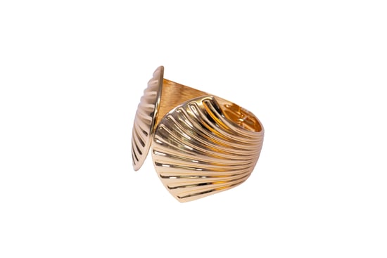 Gold Plated Chunky Statement Shell Bangle - Image 1