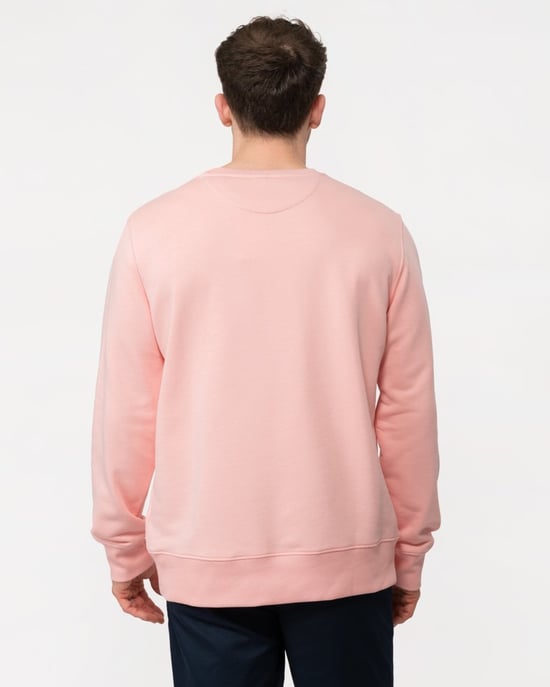 Mens Regular Fit Shield Logo Crew Neck Sweatshirt in Pink - Image 2
