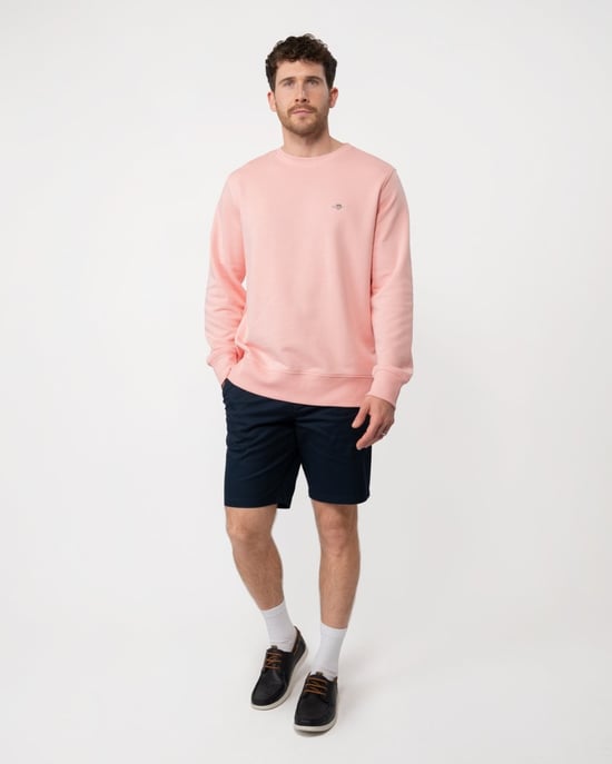 Mens Regular Fit Shield Logo Crew Neck Sweatshirt in Pink - Image 4