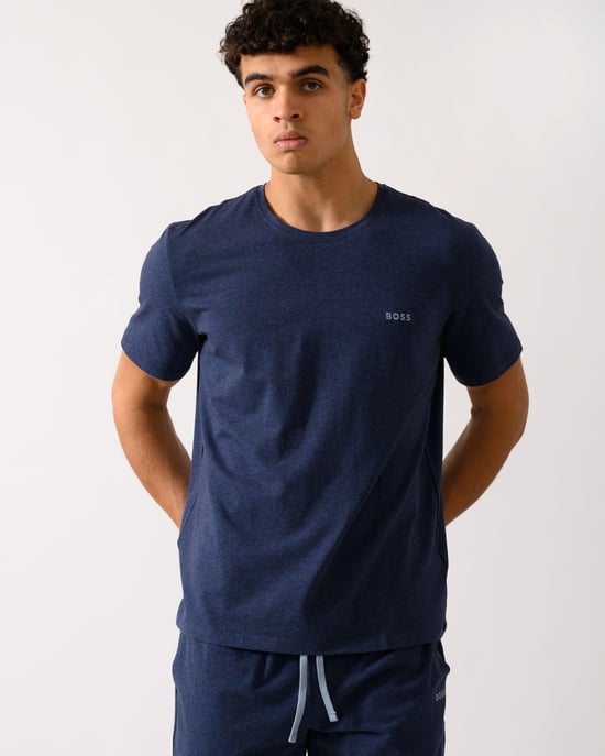 Heren Stretch-Katoenen Loungewear T-Shirt in Donkerblauw - Image 1