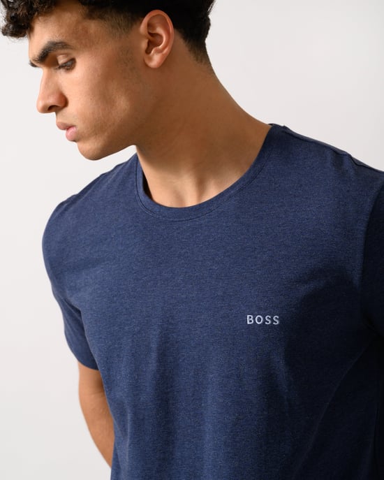 Heren Stretch-Katoenen Loungewear T-Shirt in Donkerblauw - Image 2