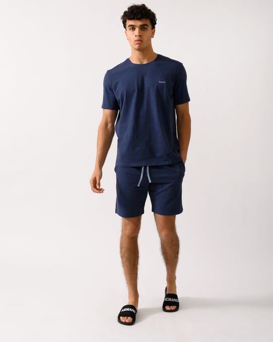 Heren Stretch-Katoenen Loungewear T-Shirt in Donkerblauw - Image 4