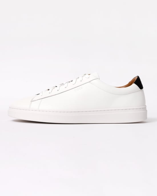 Mens Leather Trainers in White - Image 2