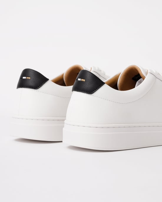 Mens Leather Trainers in White - Image 3