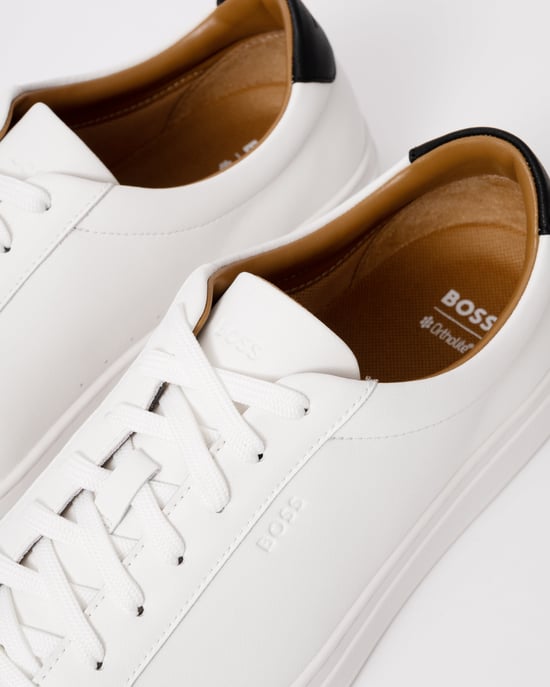 Mens Leather Trainers in White - Image 4