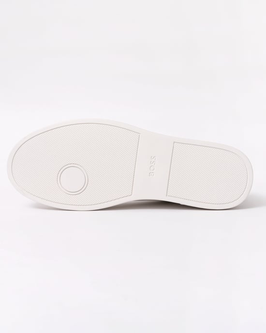 Mens Leather Trainers in White - Image 5