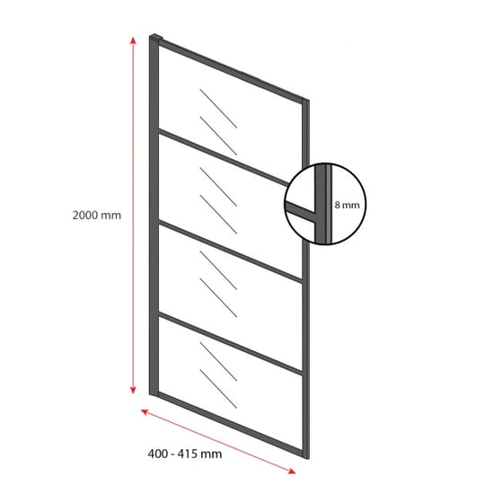 Badplaats Douchewand essos 40 x 200 cm zwart – inloopdouche 8 mm - Image 4