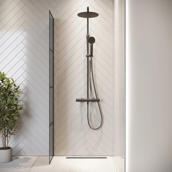 Badplaats Douchewand essos 40 x 200 cm zwart – inloopdouche 8 mm - Image 5
