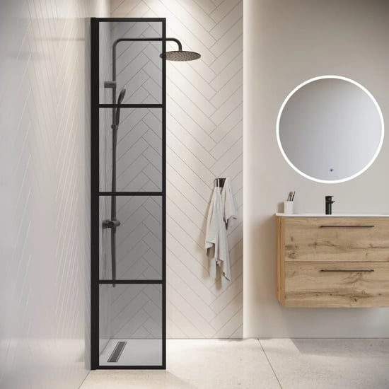 Badplaats Douchewand essos 40 x 200 cm zwart – inloopdouche 8 mm - Image 6