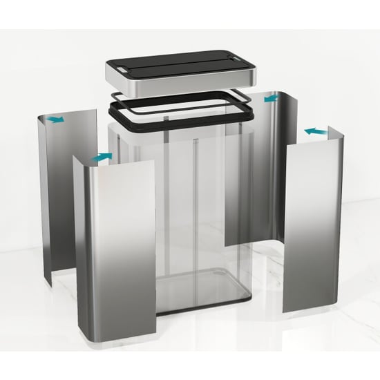 4goodz Sensorprullenbak met vlinder-deksel 55 l capaciteit kleurig rvs - Image 6