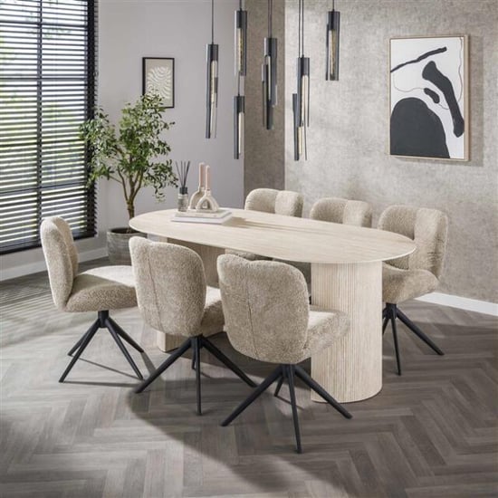 Hoyz eetkamertafel 180 arch travertin look - Image 3