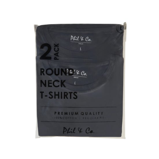 Phil & Co Heren ondershirt katoen t-shirt ronde hals 2-pack - Image 2
