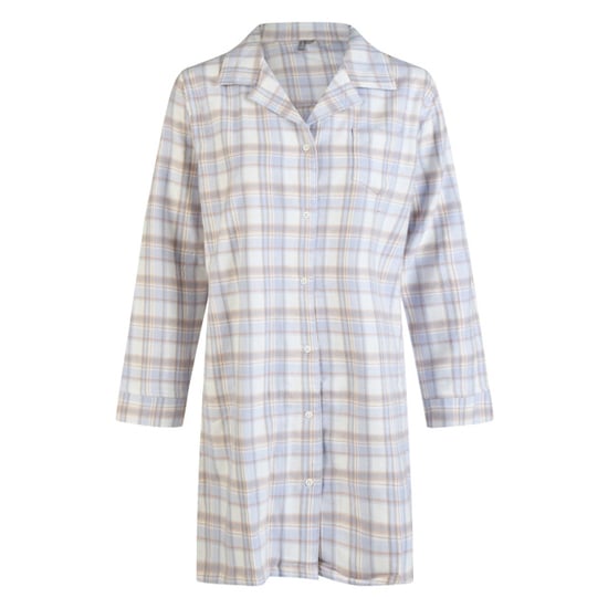 By Louise Dames pyjama nachthemd flanel met knoopjes blauw/wit geruit - Image 1