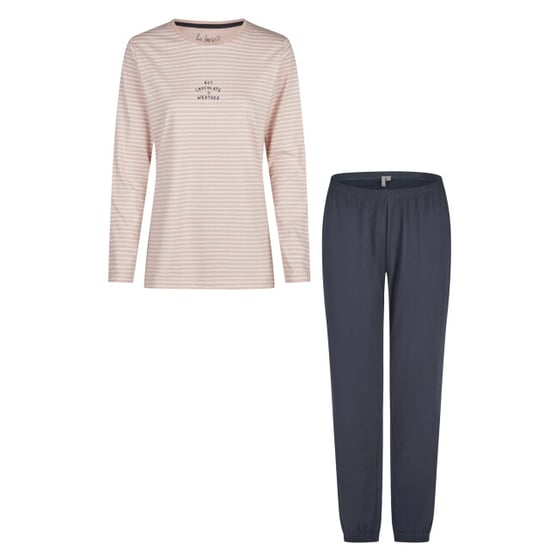 By Louise Dames pyjama set lang katoen roze/donkerblauw gestreept - Image 1