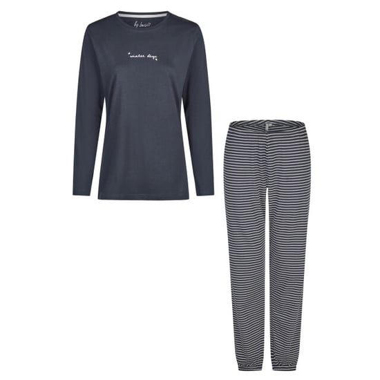 By Louise Dames pyjama set lang katoen donker/wit gestreept - Image 1