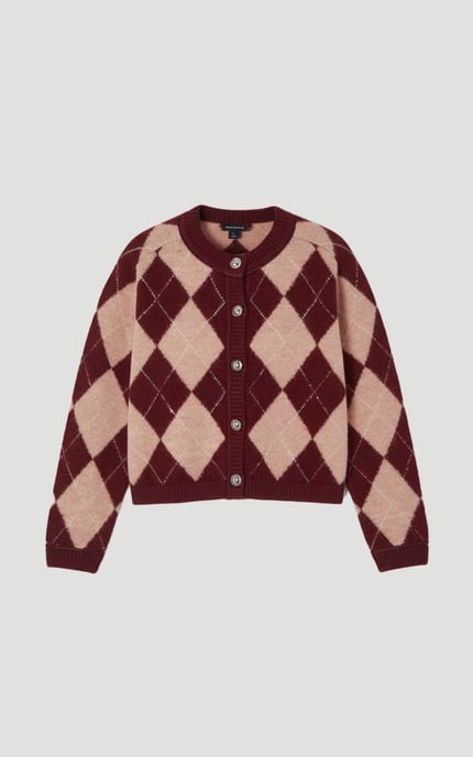 Argyle Alpaca Blend Knitted Cardigan - Image 4