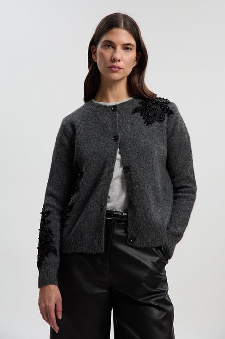 Lace Embellished Cosy Knit Cardigan - Image 2