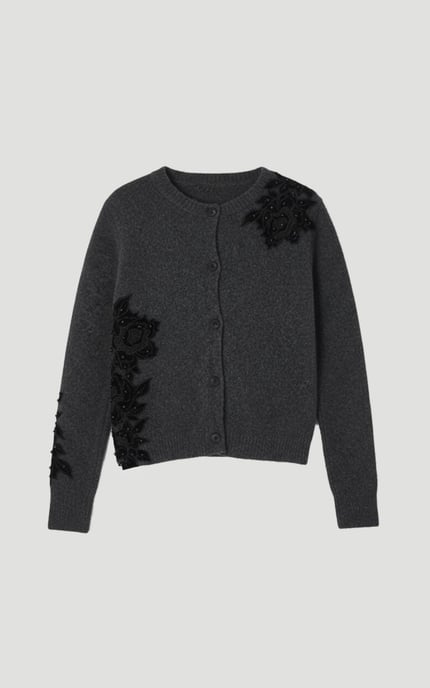 Lace Embellished Cosy Knit Cardigan - Image 4