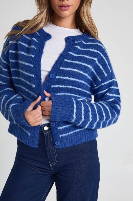 Chunky Super Soft Stripe Button Through Cardigan - Image 4