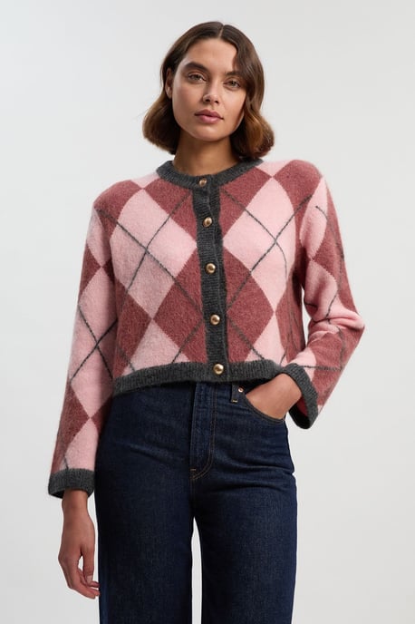 Premium Alpaca Wool Blend Fairisle Knitted Cardigan - Image 2