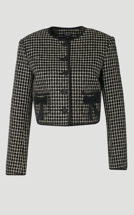 Tall Tailored Tweed Bow Detail Collarless Jacket - Image 4