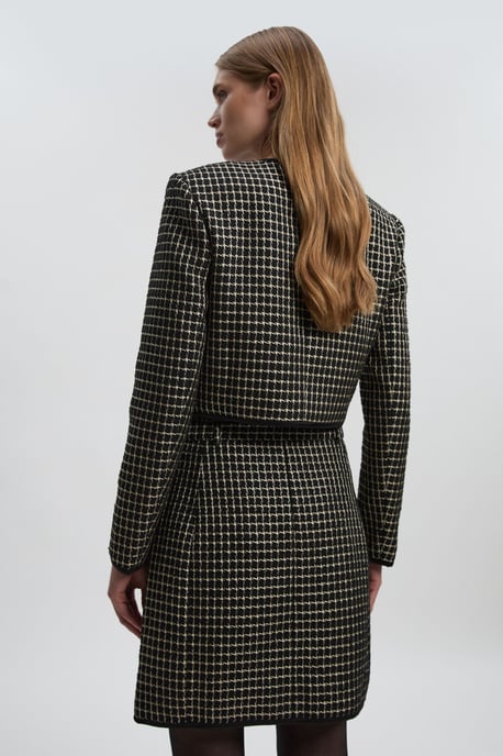 Tall Tailored Tweed Bow Detail Collarless Jacket - Image 5