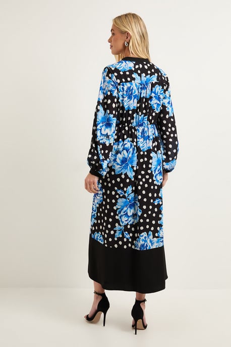 Petite Floral Belted Contrast Midi Dress - Image 3