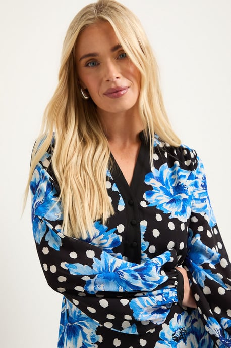 Petite Floral Belted Contrast Midi Dress - Image 4