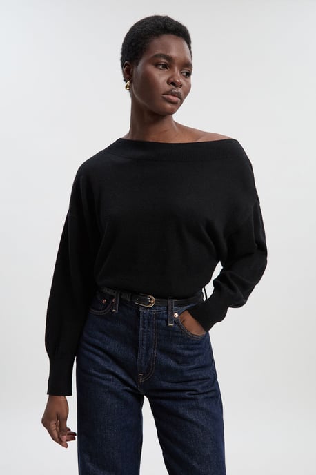 Cashmere Blend Off The Shoulder Knit Top - Image 1