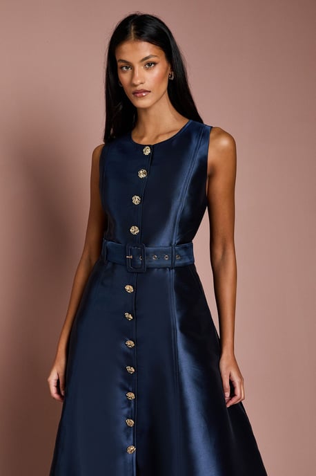 Petite Button Through Belted Prom Dress - Image 2