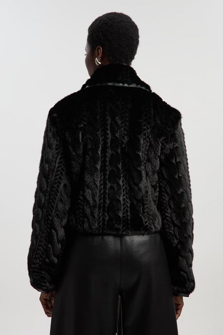 Textured Faux Fur Tailored Coat - Image 4