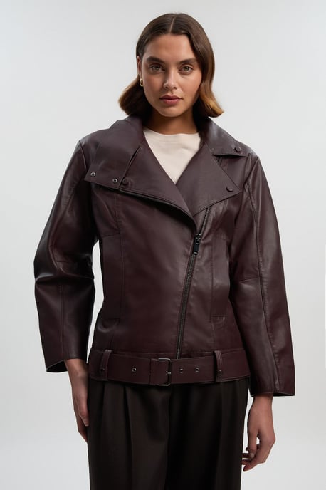 Leather Relaxed Biker Jacket - Image 2