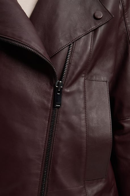 Leather Relaxed Biker Jacket - Image 3
