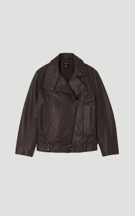 Leather Relaxed Biker Jacket - Image 4