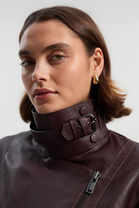 Leather Relaxed Biker Jacket - Image 5
