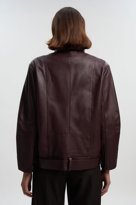 Leather Relaxed Biker Jacket - Image 6