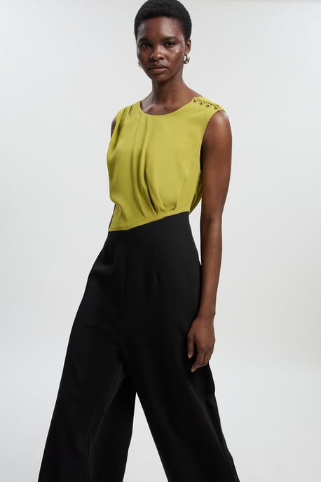 Soft Tailored Asymmetric Neck Wide Leg Jumpsuit - Image 2