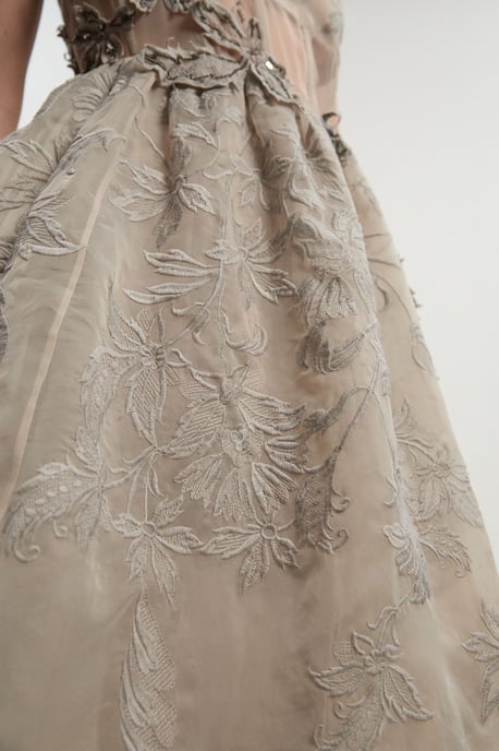 Archive Embroidered Applique Organdie Woven Prom Dress - Image 3