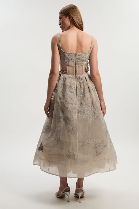 Archive Embroidered Applique Organdie Woven Prom Dress - Image 6